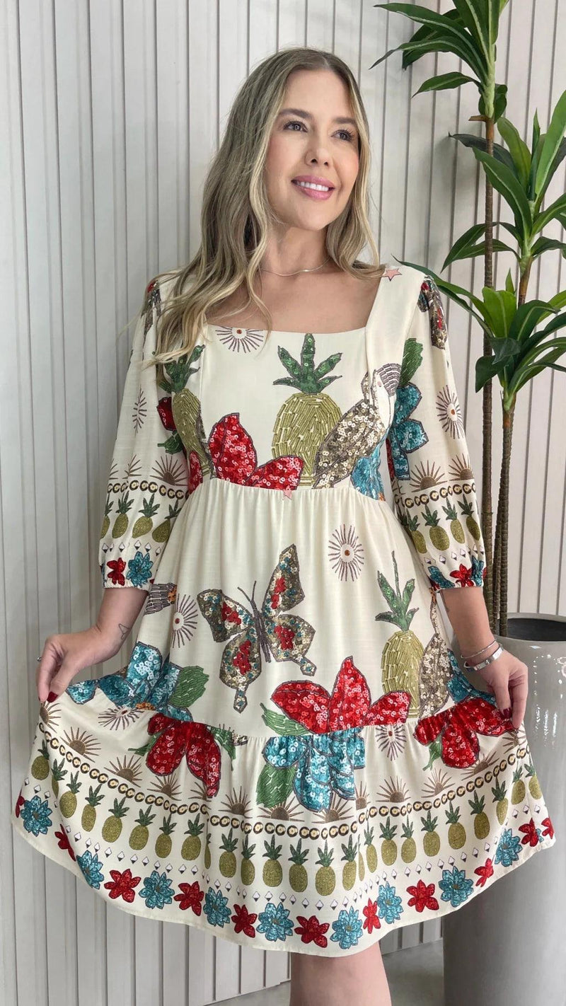 VESTIDO ADELIA TROPICAL (VÁRIAS CORES DISPONÍVEIS)